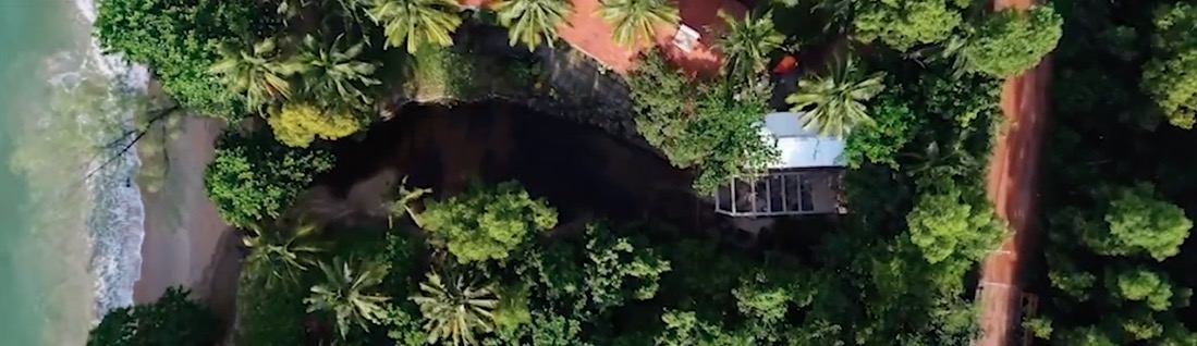 Aerial view of idyllic village in Asia